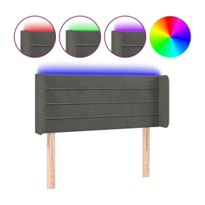 Hoofdbord LED 93x16x78/88 cm fluweel donkergrijs