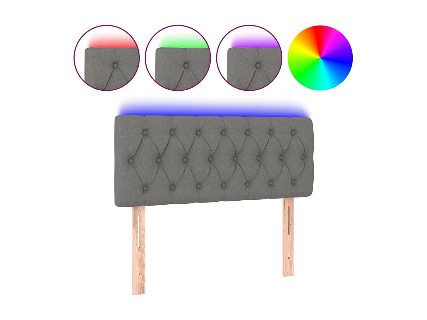 Hoofdbord LED 100x7x78/88 cm stof donkergrijs