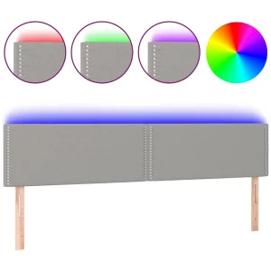 Hoofdbord LED 200x5x78/88 cm stof lichtgrijs