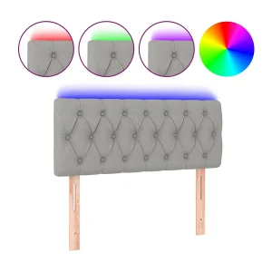 Hoofdbord LED 90x7x78/88 cm stof lichtgrijs