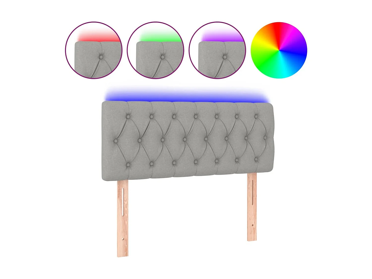 Hoofdbord LED 90x7x78/88 cm stof lichtgrijs