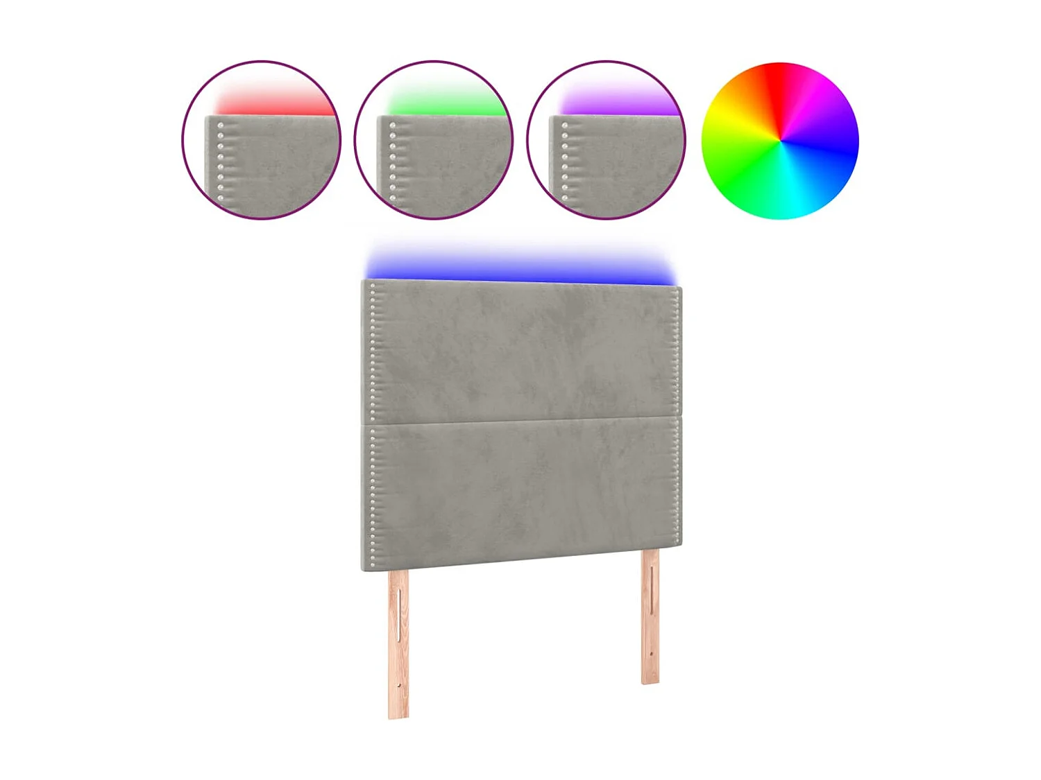 Hoofdbord LED 100x5x118/128 cm fluweel lichtgrijs