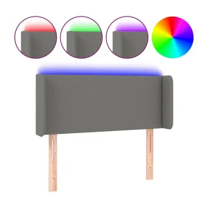 Hoofdbord LED 83x16x78/88 cm stof donkergrijs