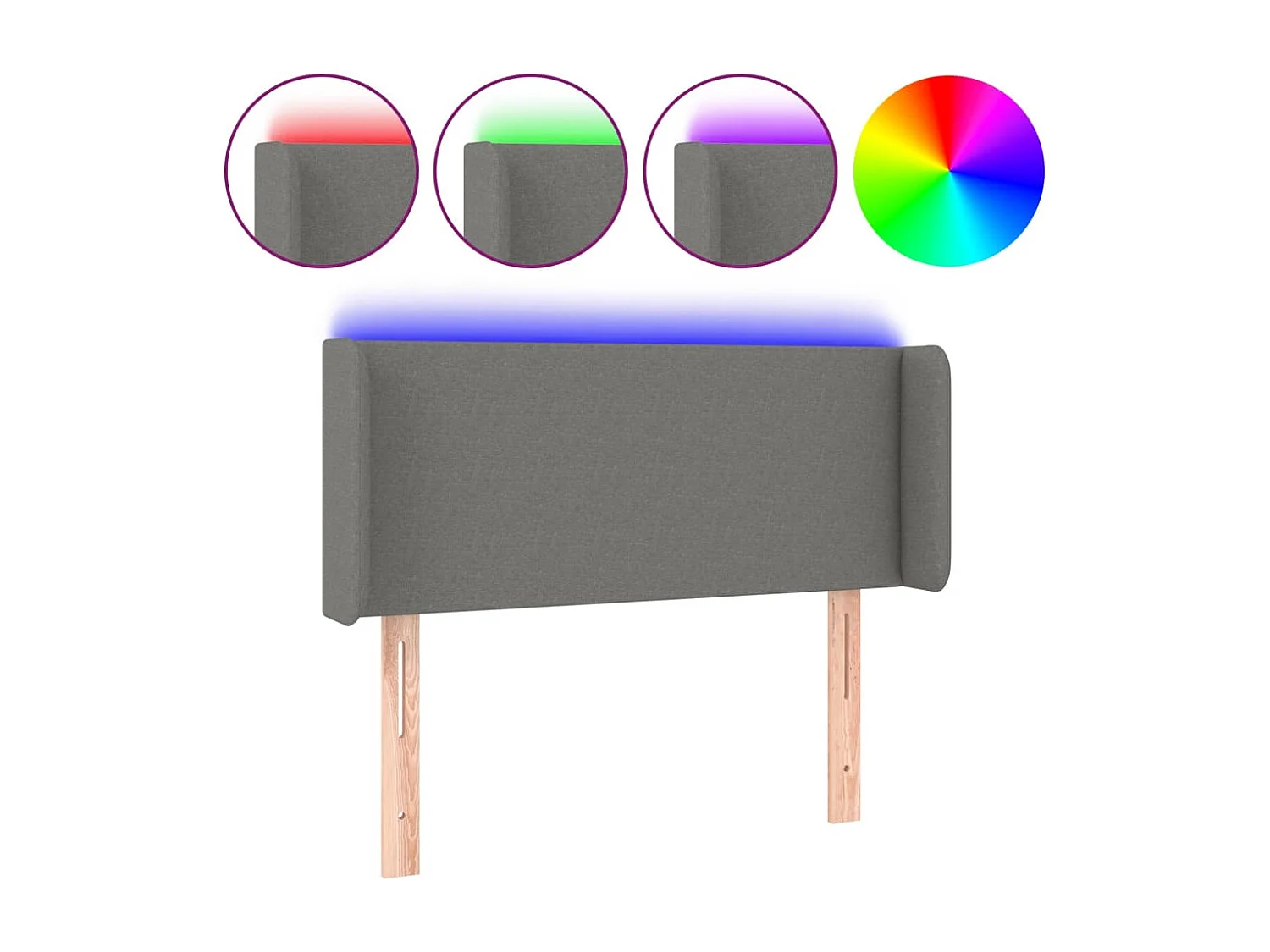 Hoofdbord LED 83x16x78/88 cm stof donkergrijs