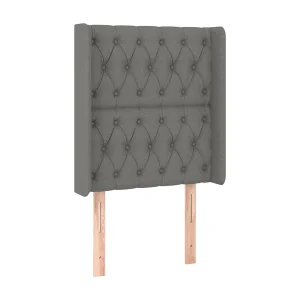 Hoofdbord met randen 83x16x118/128 cm stof donkergrijs