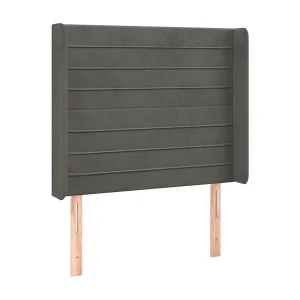 Hoofdbord met randen 93x16x118/128 cm fluweel donkergrijs