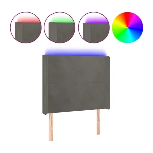 Hoofdbord LED 93x16x118/128 cm fluweel donkergrijs