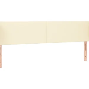 Hoofdbord met randen 203x23x78/88 cm kunstleer crèmekleurig Hoofdbord met randen 203x23x78/88 cm kunstleer crèmekleurig
