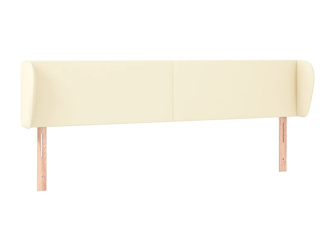Hoofdbord met randen 203x23x78/88 cm kunstleer crèmekleurig