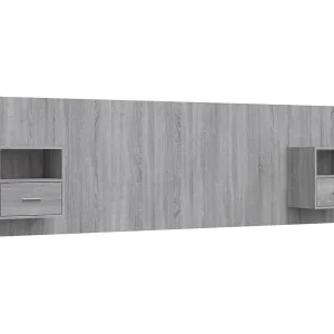 Hoofdbord met kastjes bewerkt hout grijs sonoma eikenkleurig