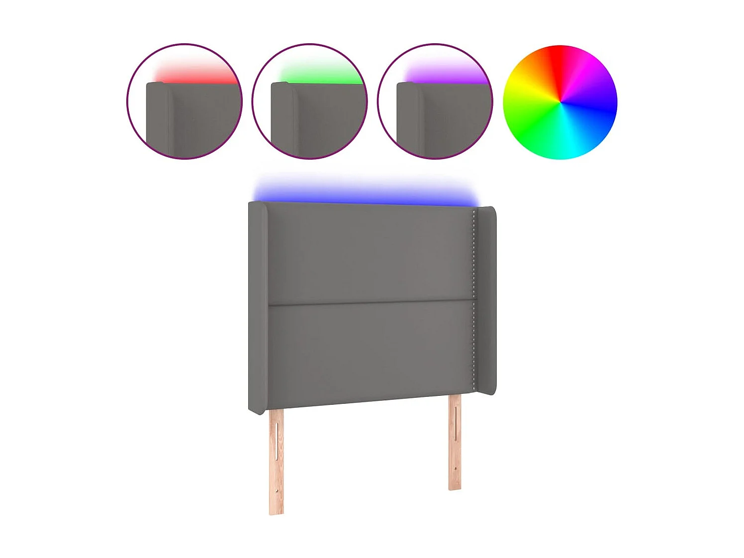 Hoofdbord LED 103x16x118/128 cm kunstleer grijs