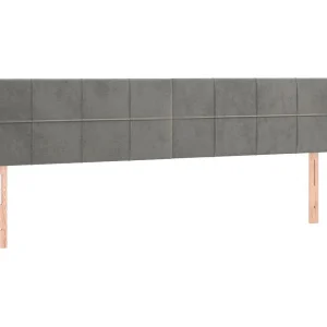 Hoofdbord met randen 163x23x78/88 cm fluweel lichtgrijs