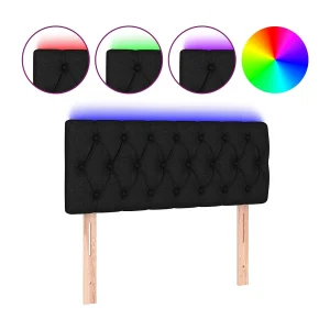 Hoofdbord LED 90x7x78/88 cm stof zwart