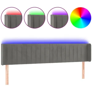 Hoofdbord LED 203x16x78/88 cm fluweel lichtgrijs