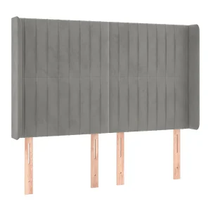 Hoofdbord met randen 147x16x118/128 cm fluweel lichtgrijs Hoofdbord met randen 147x16x118/128 cm fluweel lichtgrijs