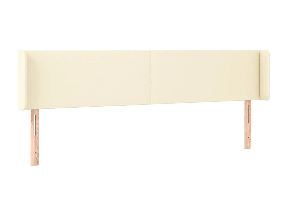 Hoofdbord met randen 183x16x78/88 cm kunstleer crèmekleurig