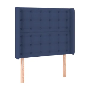 Hoofdbord met randen 83x16x118/128 cm stof blauw Hoofdbord met randen 83x16x118/128 cm stof blauw