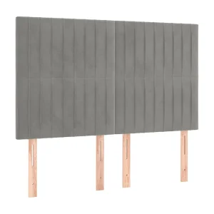Hoofdbord lichtgrijs 144x5x118/128 cm fluweel