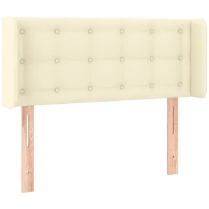 Hoofdbord met randen 93x16x78/88 cm kunstleer crèmekleurig