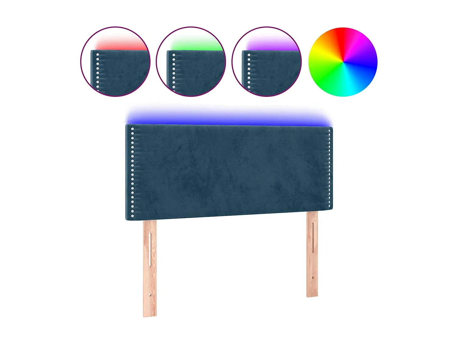 Hoofdbord LED 100x5x78/88 cm fluweel donkerblauw