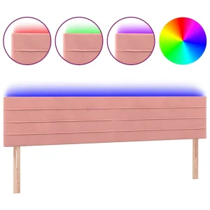 Hoofdbord LED 200x5x78/88 cm fluweel roze