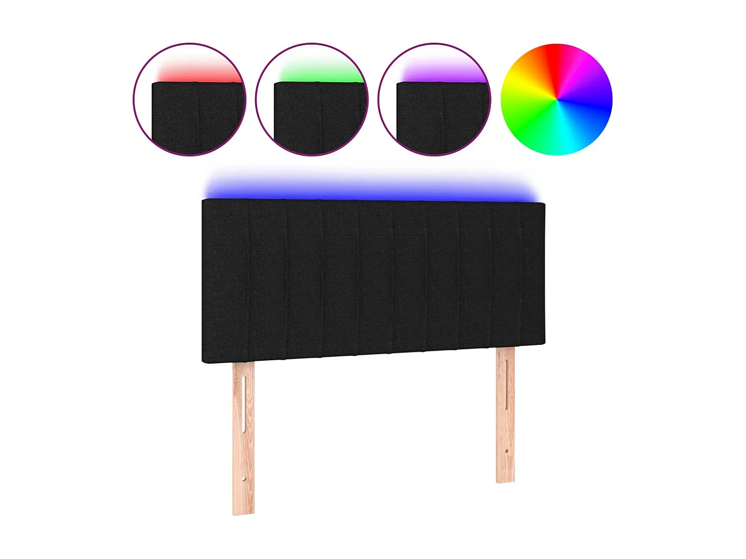 Hoofdbord LED 100x5x78/88 cm stof zwart