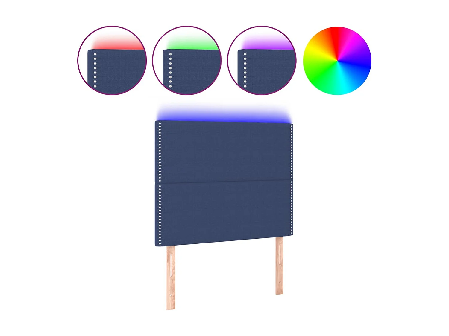 Hoofdbord LED 100x5x118/128 cm stof blauw