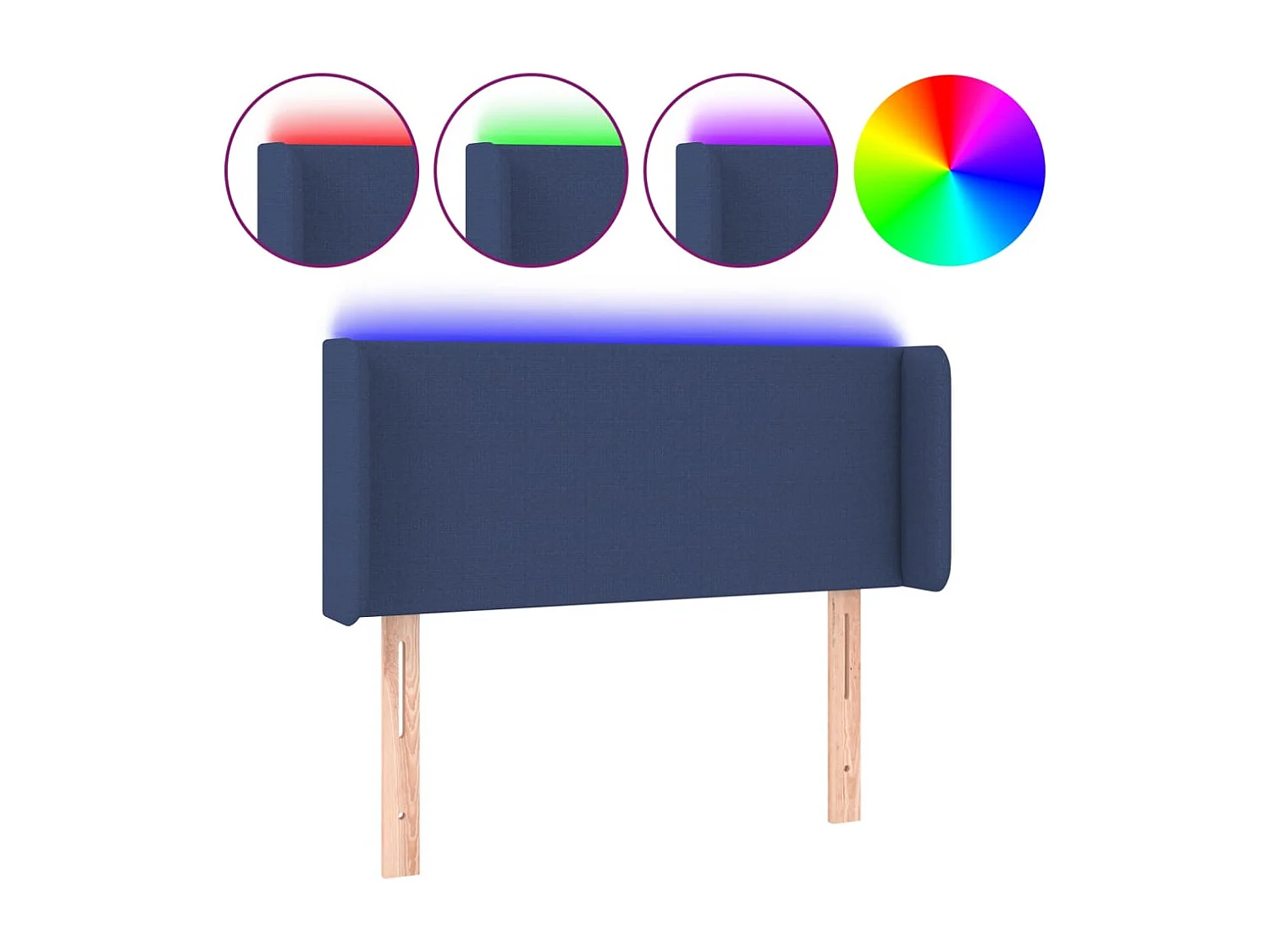 Hoofdbord LED 103x16x78/88 cm stof blauw