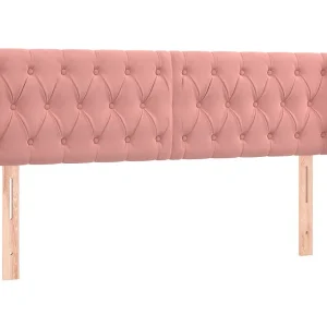 Hoofdbord met randen 163x16x78/88 cm fluweel roze