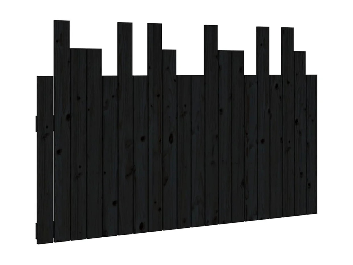 Hoofdbord wandmontage 127,5x3x80 cm massief grenenhout zwart