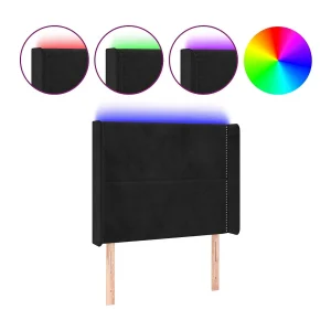 Hoofdbord LED 83x16x118/128 cm fluweel zwart