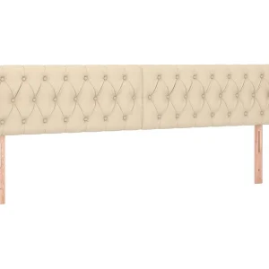 Hoofdbord met randen 203x23x78/88 cm stof crèmekleurig Hoofdbord met randen 203x23x78/88 cm stof crèmekleurig