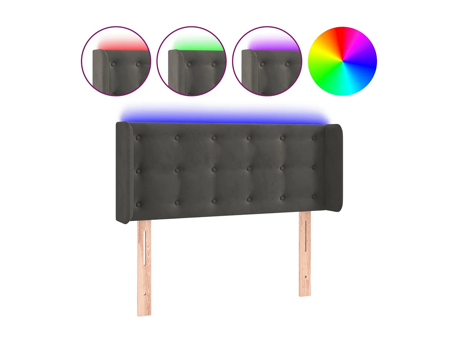 Hoofdbord LED 83x16x78/88 cm fluweel donkergrijs