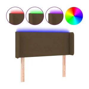 Hoofdbord LED 83x16x78/88 cm stof donkerbruin