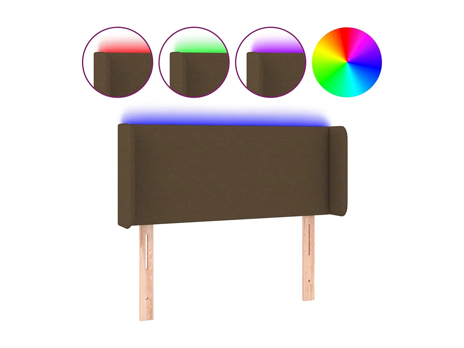 Hoofdbord LED 83x16x78/88 cm stof donkerbruin