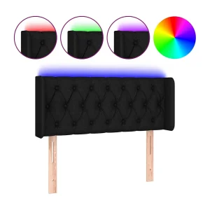 Hoofdbord LED 93x16x78/88 cm stof zwart