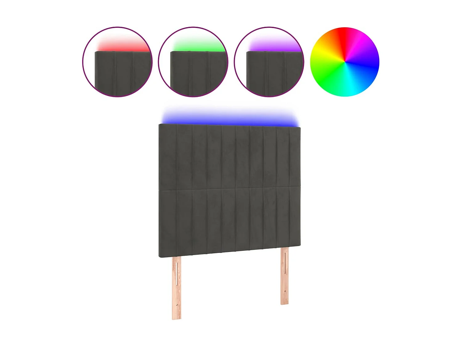 Hoofdbord LED 100x5x118/128 cm fluweel donkergrijs