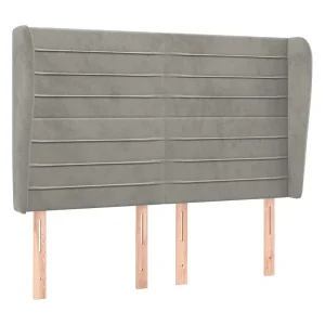 Hoofdbord met randen 147x23x118/128 cm fluweel lichtgrijs Hoofdbord met randen 147x23x118/128 cm fluweel lichtgrijs