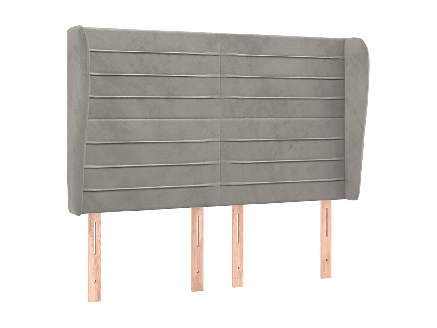 Hoofdbord met randen 147x23x118/128 cm fluweel lichtgrijs
