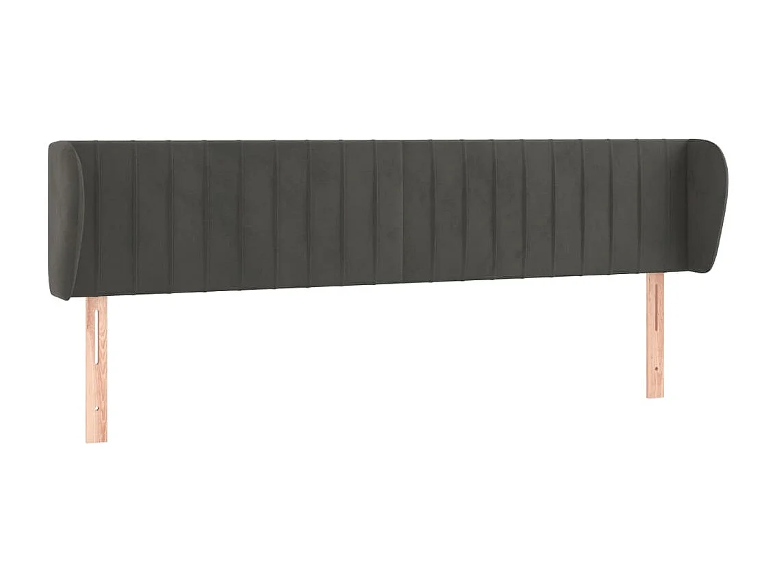 Hoofdbord met randen 203x23x78/88 cm fluweel donkergrijs