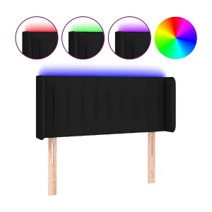 Hoofdbord LED 93x16x78/88 cm stof zwart