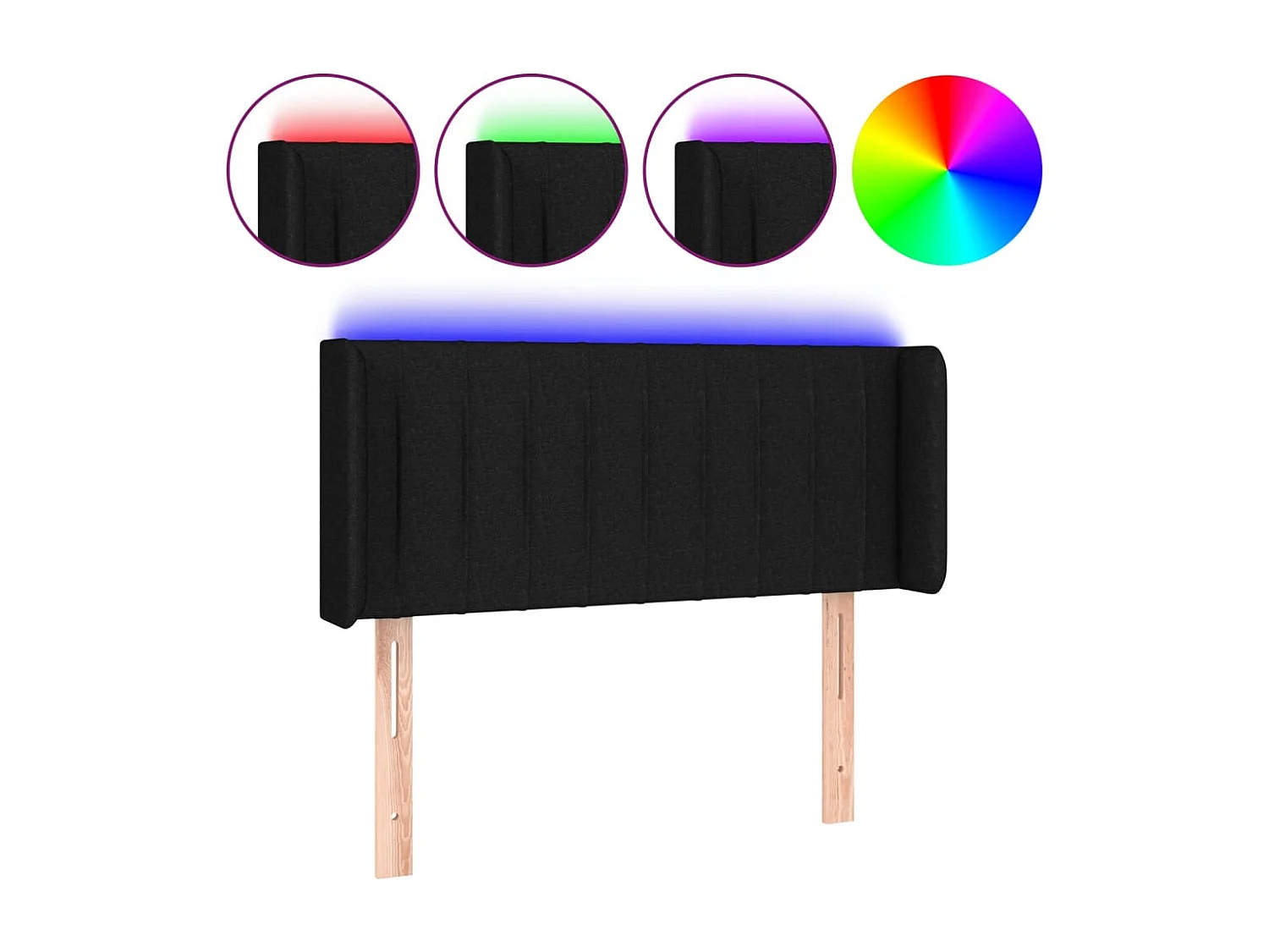 Hoofdbord LED 93x16x78/88 cm stof zwart