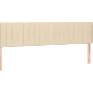 Hoofdbord met randen 203x23x78/88 cm stof crèmekleurig Hoofdbord met randen 203x23x78/88 cm stof crèmekleurig