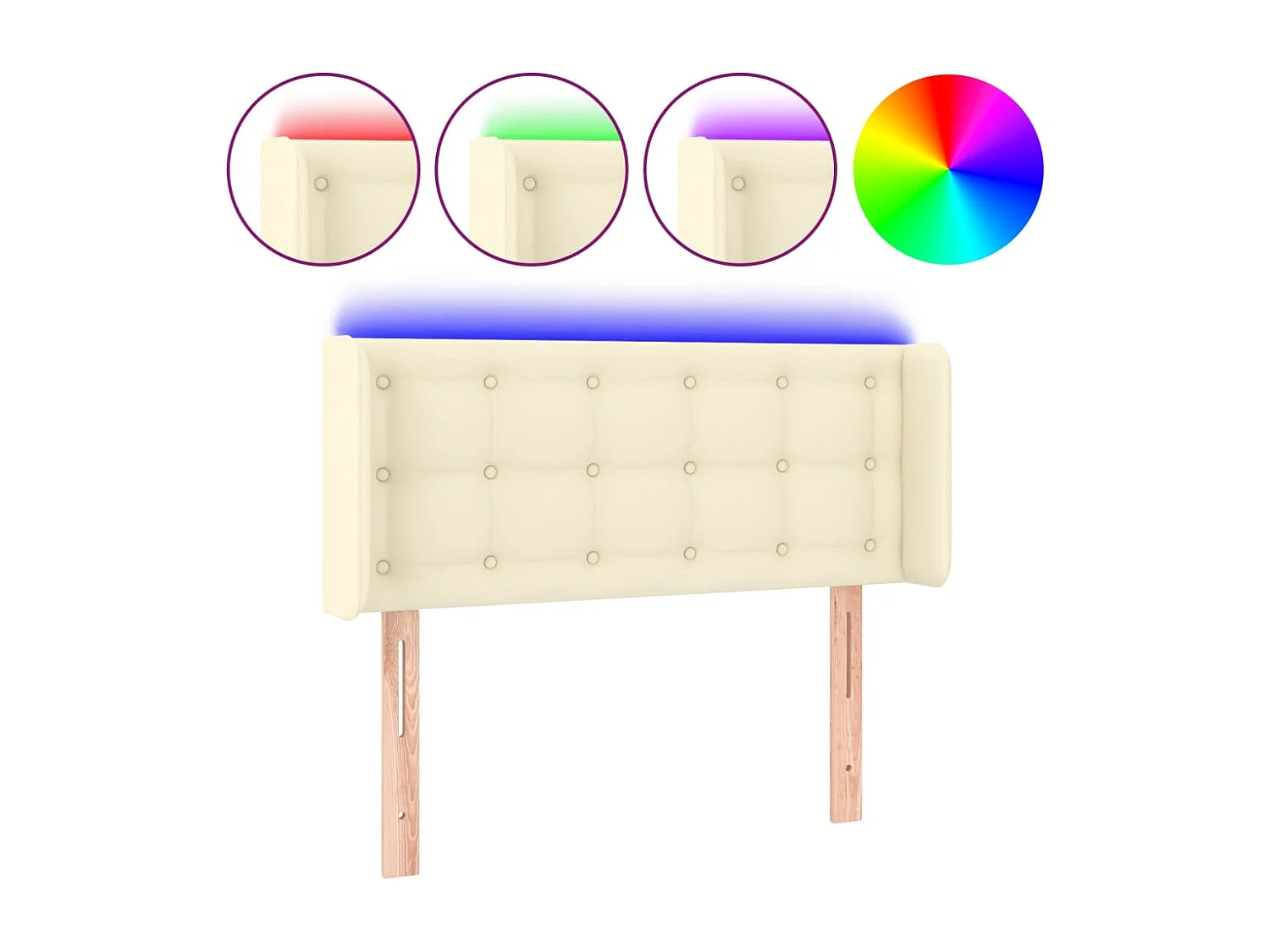 Hoofdbord LED 103x16x78/88 cm kunstleer crèmekleurig