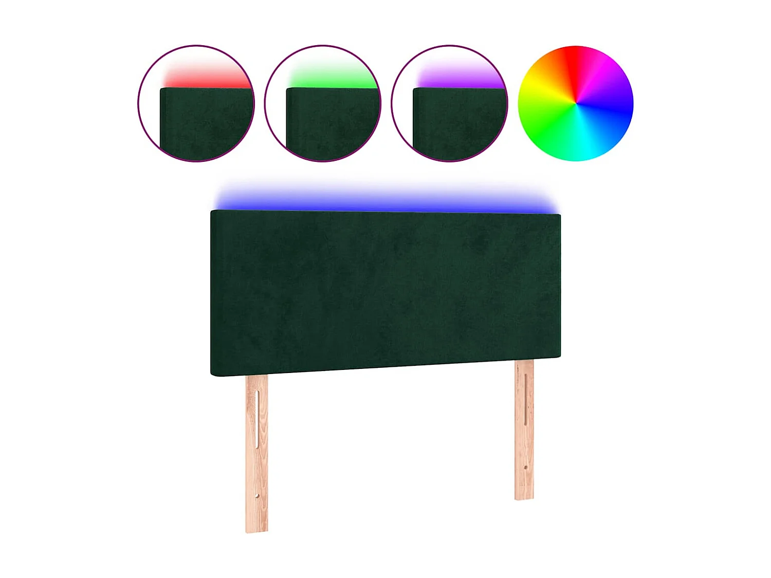 Hoofdbord LED 80x5x78/88 cm fluweel donkergroen
