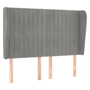 Hoofdbord met randen 147x23x118/128 cm fluweel lichtgrijs Hoofdbord met randen 147x23x118/128 cm fluweel lichtgrijs