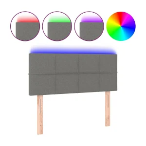 Hoofdbord LED 80x5x78/88 cm stof donkergrijs