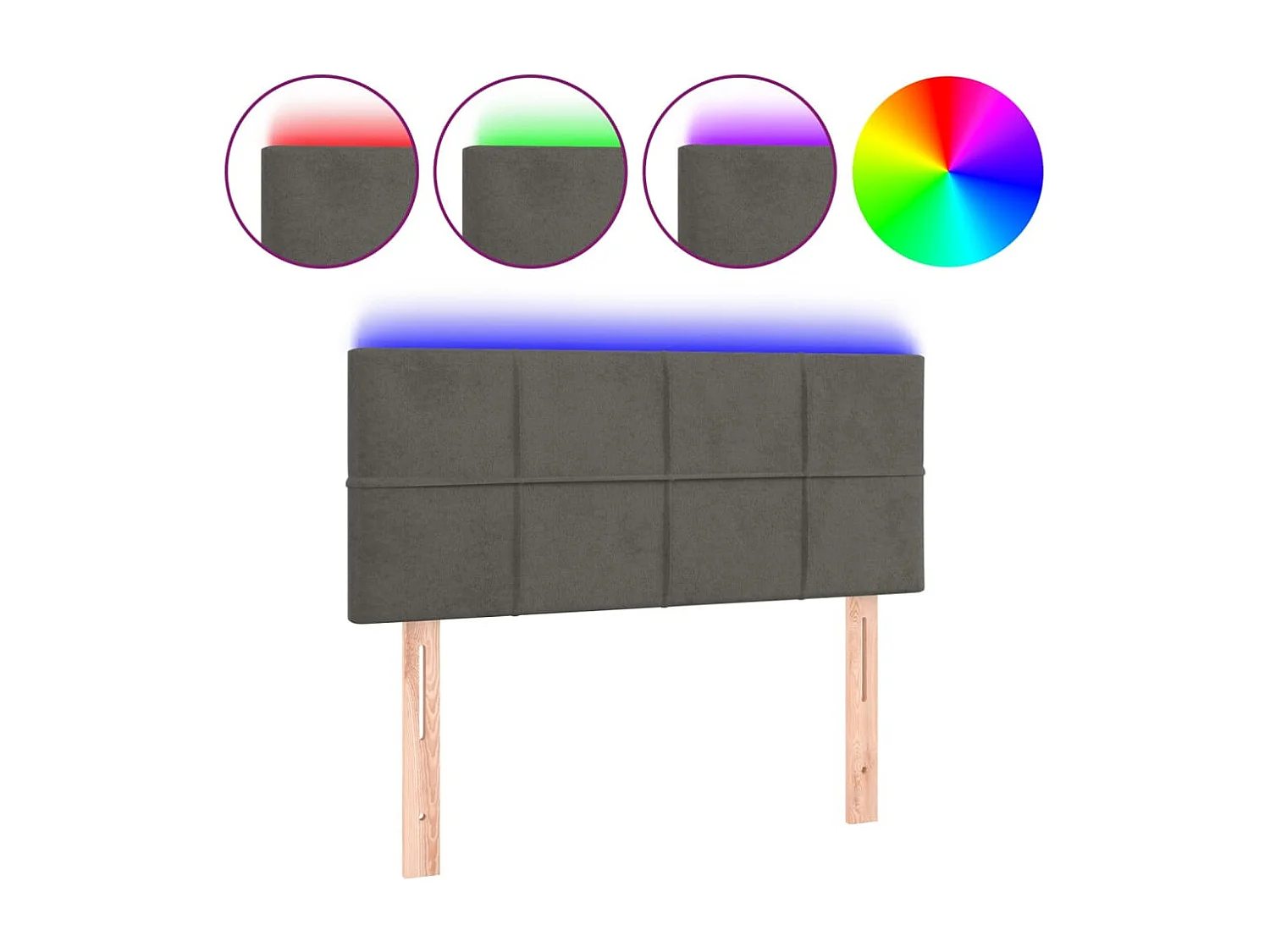 Hoofdbord LED 80x5x78/88 cm fluweel donkergrijs
