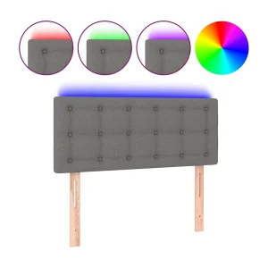 Hoofdbord LED 90x5x78/88 cm stof donkergrijs
