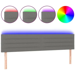 Hoofdbord LED 180x5x78/88 cm stof donkergrijs